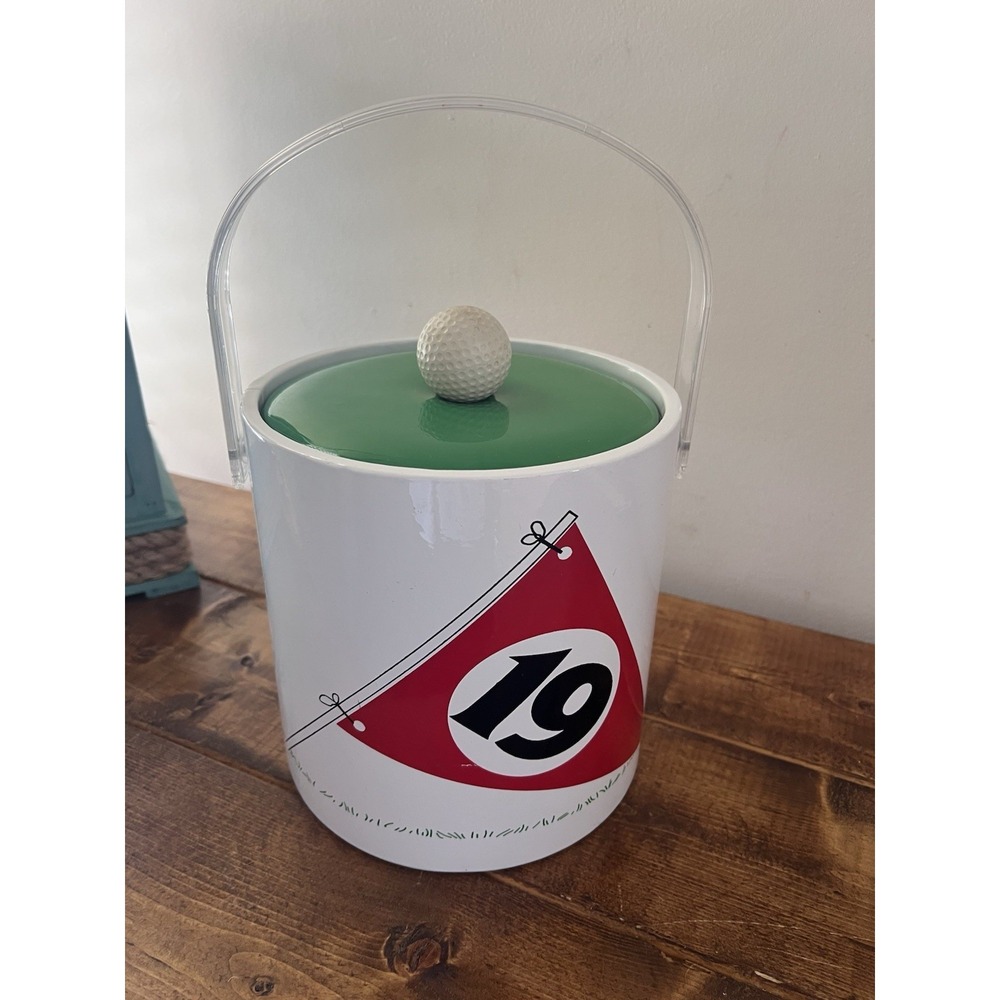 19th Hole Vintage 70s Insulated Ice Bucket Golf Ball Lid w/ Handle - USA Made